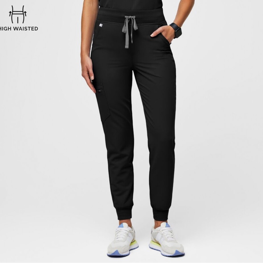Figs High Waisted Zamora Jogger Scrub Pants - Black Small